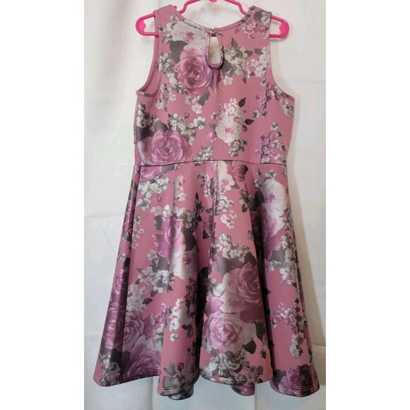 2 Hip Girl's Party Dress Pink Purple Gray Rose Floral SIZE 10 - Picture 2 of 10